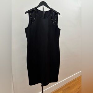 047. BOLD elements Black Midi Dress with Eyelet Detail